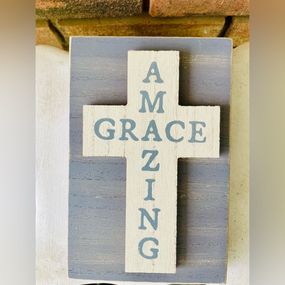 *Amazing Grace Layered Wooden Cross Block - Picture 6 of 15
